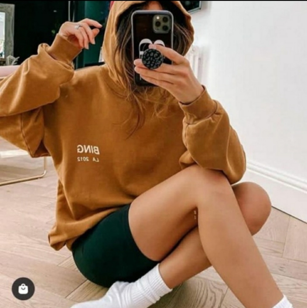 Anine Bing Rowe Hoodie in Camel XS NWT RARE